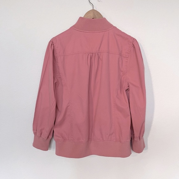 NORI PINK WAIST LENGTH BUTTON DOWN JACKET WITH ELASTIC 3/4 LENGTH SLEEVES - Picture 4 of 10